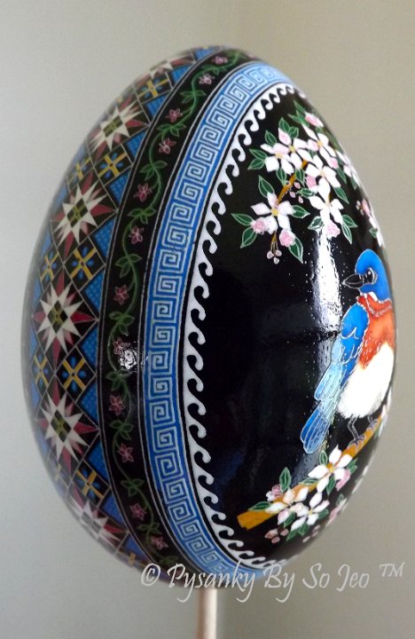 Bluebird Pysanka Pysanky Ukrainian Easter Egg by So Jeo